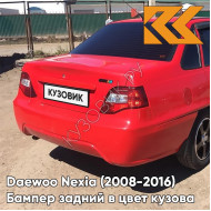 Бампер задний в цвет кузова Daewoo Nexia N150 (2008-2016) GGE - SUPER RED - Красный солид