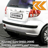 Бампер задний в цвет кузова Hyundai Getz (2002-2005) дорестайлинг NW - Noble White - Белый