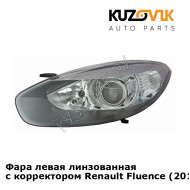 Фара левая линзованная с корректором Renault Fluence (2013-) рестайлинг KUZOVIK